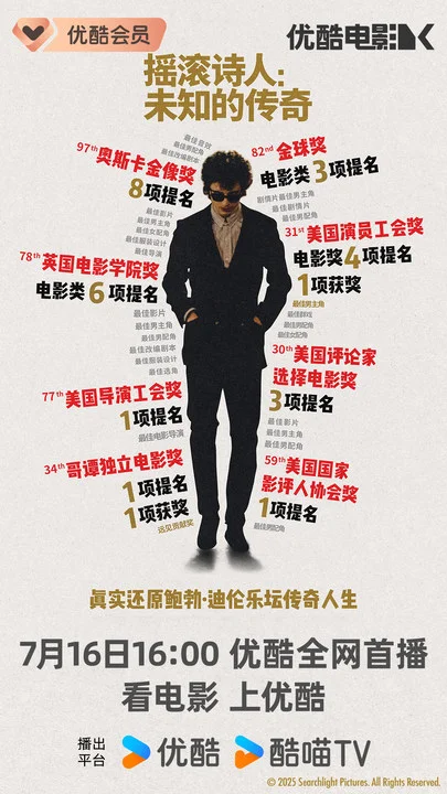 《摇滚诗人：未知的传奇》7月16日优酷首播，“甜茶” 演绎鲍勃・迪伦传奇