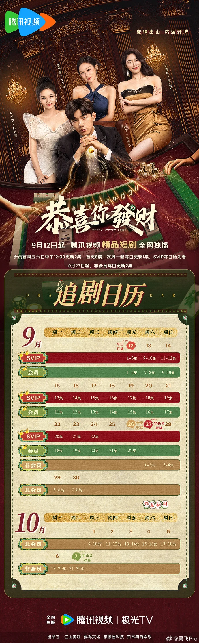 《恭喜你发财》追剧日历发布，首更6集每日更2集