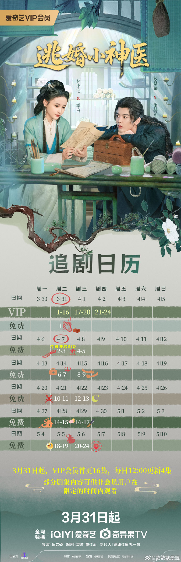 《逃婚小神医》追剧日历,网剧逃婚小神医开播