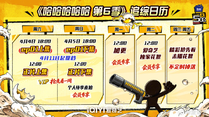 《哈哈哈哈哈》第六季追综日历,每周六周日更新上下集