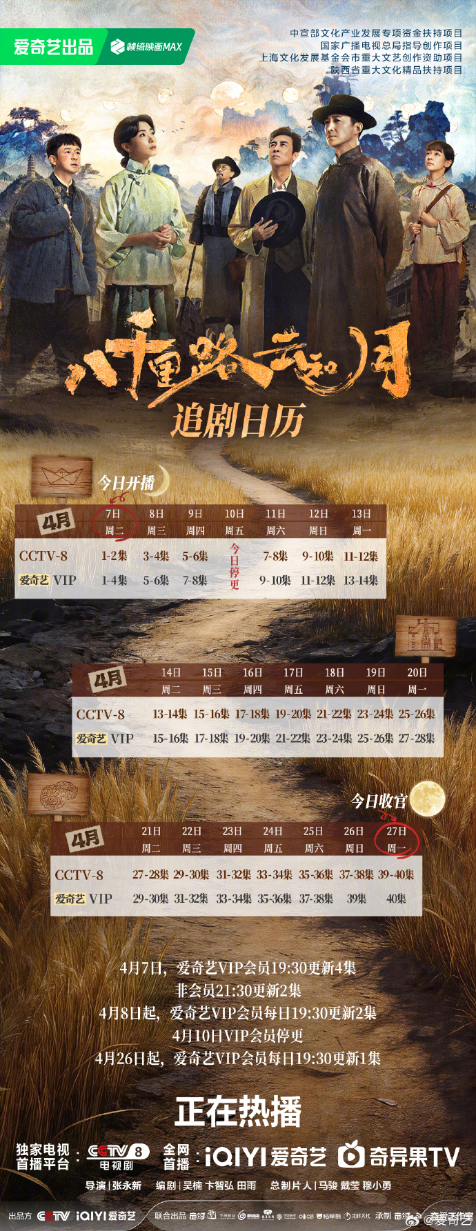 《八千里路云和月》最新追剧日历,每晚19:30更新